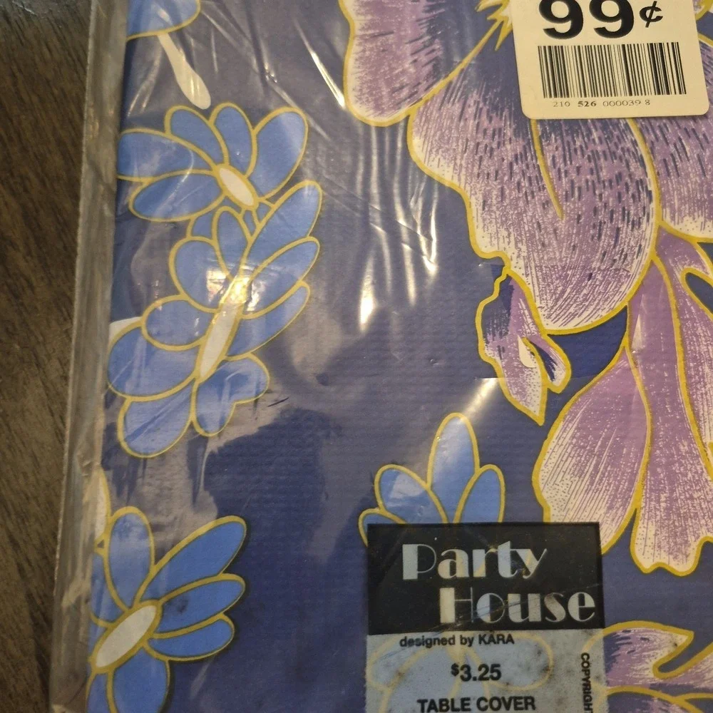 2 NOS VTG IRIS FLORAL 1991 Party House By Kara PAPER Tablecloth 54